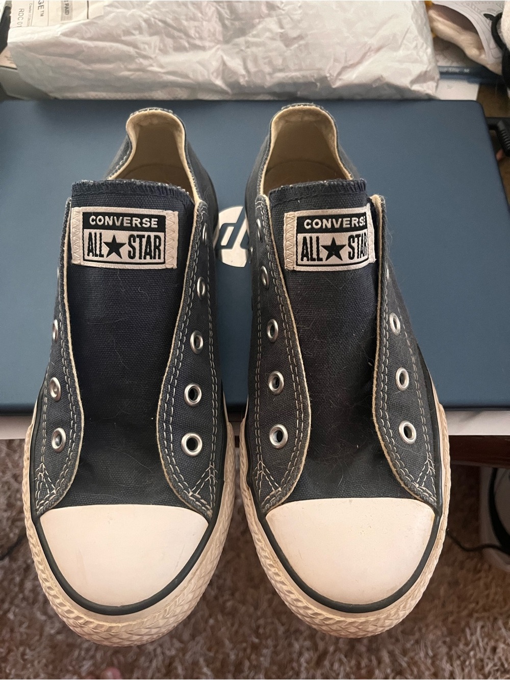 Converse Kids All Star Lace-up Canvas Sneakers in Navy and White